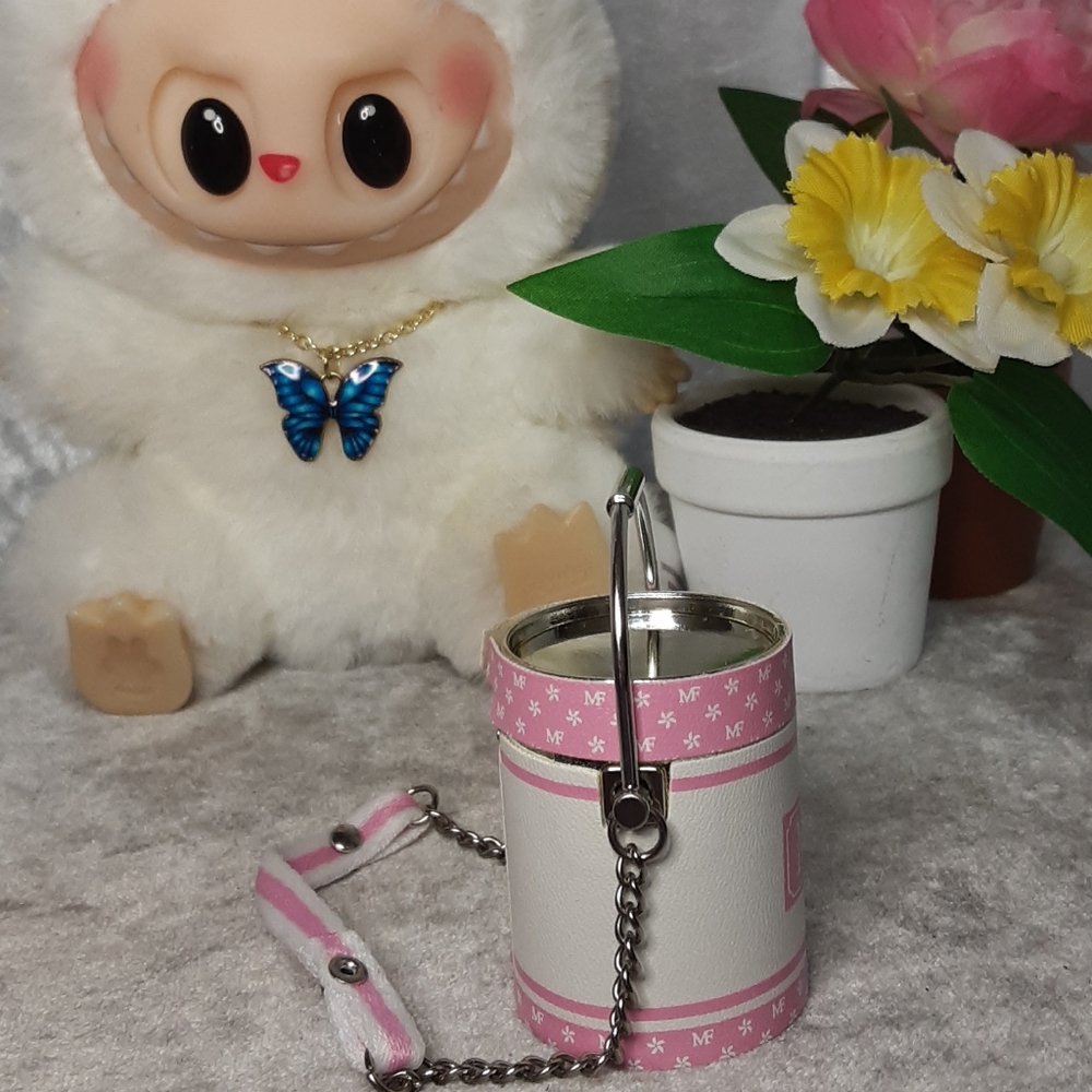 Doll Bucket Bag Purse Labubu Size  Pink White - Picture 3 of 3